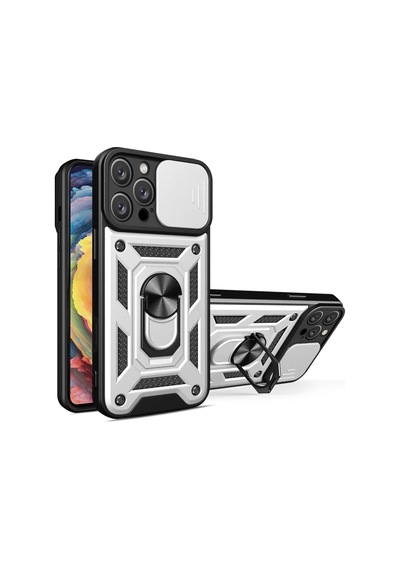 Newface Apple İphone 16 Pro Kılıf Pars Lens Yüzüklü Silikon - Gümüş