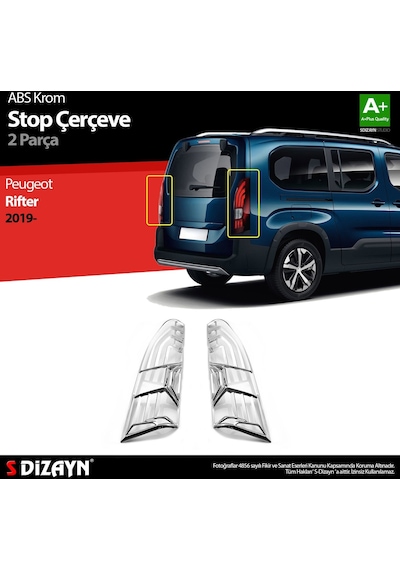 S-Dizayn  Peugeot Rifter Abs Krom Stop Çerçevesi 2 Prç. 2019 Üzeri