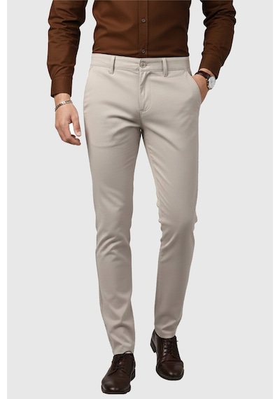 Rizzup Erkek Bej Modern Fit Likralı Kumaş Pantolon Günlük & Ofis Kullanımı 2602020