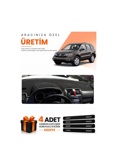 Honda Cr-v 2007-2012 Uyumlu Torpido Koruma Örtüsü Oto Kılıfı - Siyah Gri