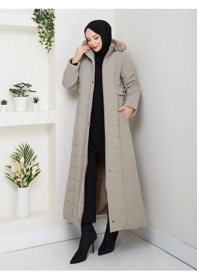 Eslemnur Nova Kumaş Şişme Mont 135cm Vizon