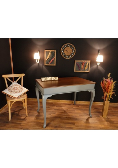 Wooding-Mobilya Wooding 100 Cm Masif Gri Ceviz Yemek Masası