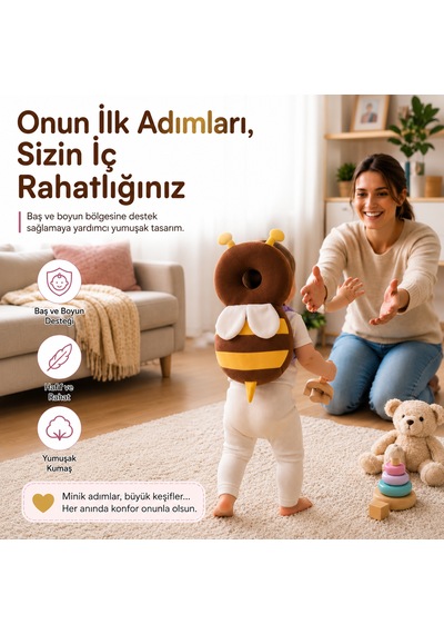İlk Adım Güvenlik Yastığı Bebek Kafa Koruma Boyun Destek Minderi Arı