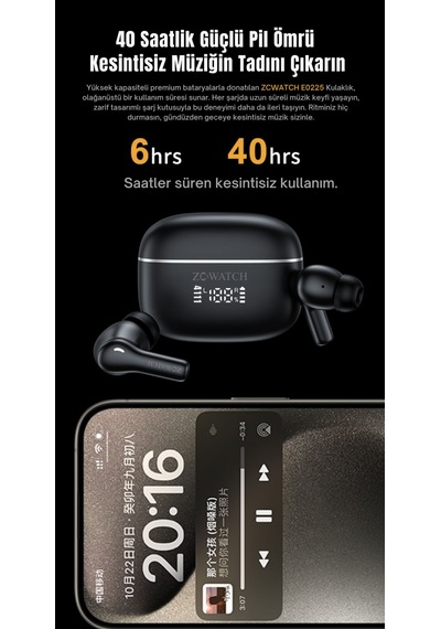 Zcwatch E0225 Anc/enc Aktif Gürültü Engelleme Bluetooht Kulaklık