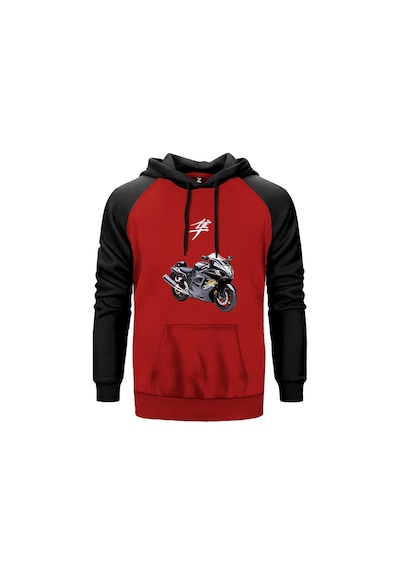 Suzuki Hayabusa Stompgrip Kırmızı Renk Reglan Kol Sweatshirt Kırmızı