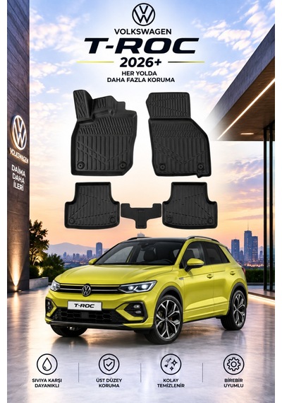 Volkswagen T-roc 2025+ Aracınıza Özel Üretim Havuzlu Paspas Takımı A+ -mod-