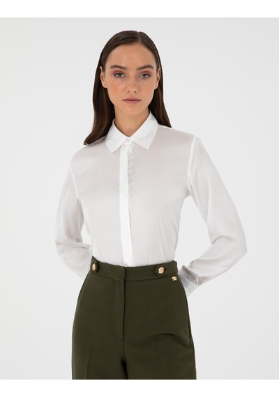 Pierre Cardin Kadın Ekru Gömlek Desenli 50299569-vr019 Ekru