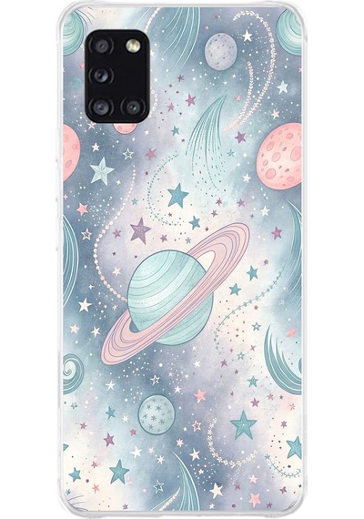 Samsung Galaxy A31 Uyumlu Soft Renkli Gezegenler Baskılı Silikon Kılıf Renkli