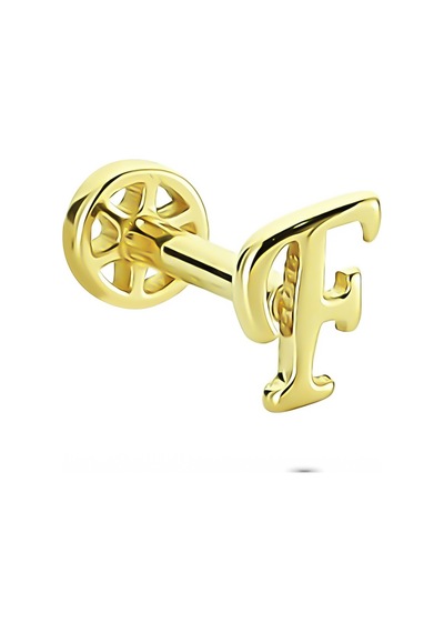 Glorria Altın F Harfi Tragus Piercing Sarı