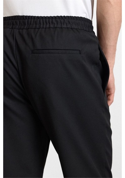 Süvari Siyah Slim Düz Twill Lastikli Jogger Pantolon Spn2020500028-s09