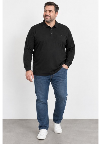 Bihan Store Erkek Battal Boy Petekli Uzun Kol Sweat 26k-116-siyah