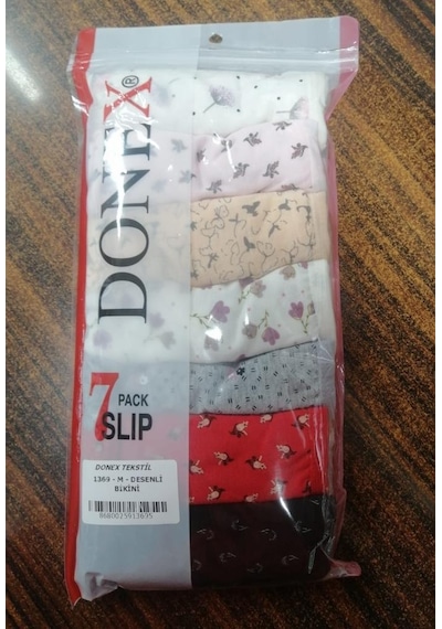 7 Adet Donex Kadın Desenli Bikini Slip Külot 1369 001