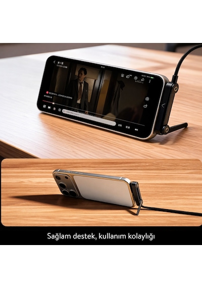 Dossimo 240w Ultra Hızlı Type-c Şarj Data Kablosu Katlanabilir Standlı 1.5m Örgülü 2 In 1 Stand+şarj Kablosu 1.5 M