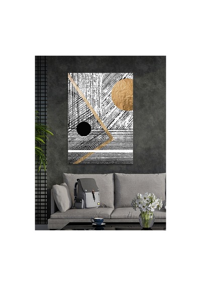 Modern İz Gold Line Minimal Sanat Cam Tablo - Modern Tarz Ev Dekorasyonu Doğa Ve Manzara Temalı Dekoratif Duvar Tablosu, Salon, Yatak Odası Ve Ofis Dekoru,