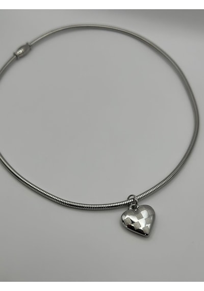 Arnes Jewelry Çelik Gold Ve Silver Kalpli Kolye Gümüş