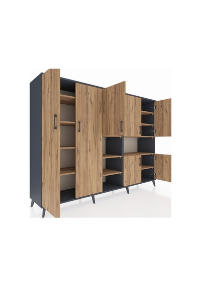 Hyperion Dolap 13 Raflı 7 Kapaklı 220x44x163 Antrasit-çam Atlas Çam - Antrasit Hyperion Dolap 13 Raflı 7 Kapaklı 220x44x163 Antrasit-çam Atlas Çam - Antrasit