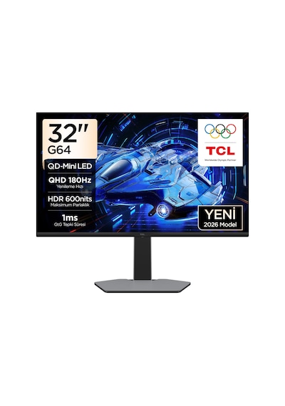 TCL 32G64 Gaming Monitörü 32" 1ms 180hz Qhd 2k Qd-mini Led Oyuncu Monitörü Fast-hva, Freesync
