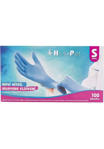 Pudrasız Mavi Nitril Eldiven Small Haspet 100lü