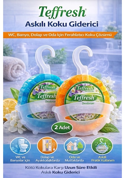 Vexor Teffresh Askılı Koku Giderici 2 Adet Wc Banyo Dolap Ve Oda İçin Askılı Ortam Koku Giderici