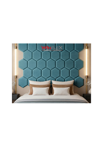 Winflex 40x50cm Altıgen Kumaş Kaplı Akustik Panel 1 Adet Turkuaz