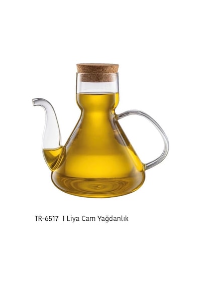 Borosilikat Cam Mantar Kapaklı Yagdanlık 500 Ml Şeffaf