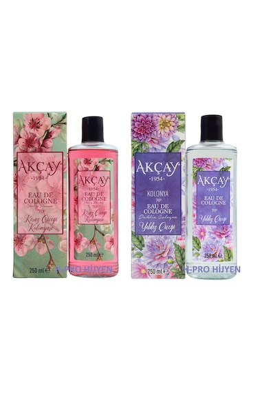 Akçay 1954 Premium Cam Şişe Kolonya Seti - 70 Derece Ferahlatıcı Çiçek Buketi, H-pro Hijyen