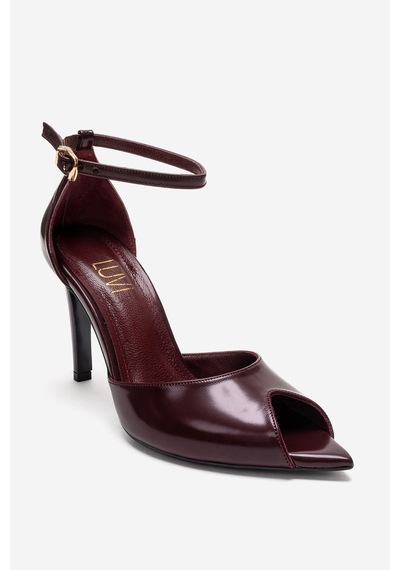 Luvishoes Dona Bordo Cilt Kadın İnce Topuklu Ayakkabı