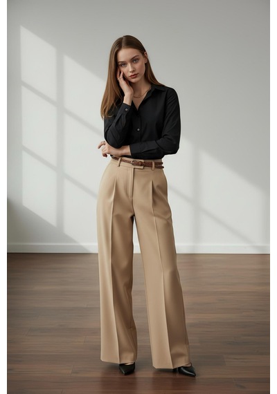 Pera Moda Kadın Basic Gizli Düğme Özellikli Gömlek Koyu Siyah