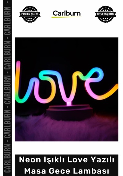Gecelambası Dekoratif Led Tasarım Usb Pilli Romantik Hediye Neon Işıklı Love Yazılı Masa Gece Lamba Çok Renkli