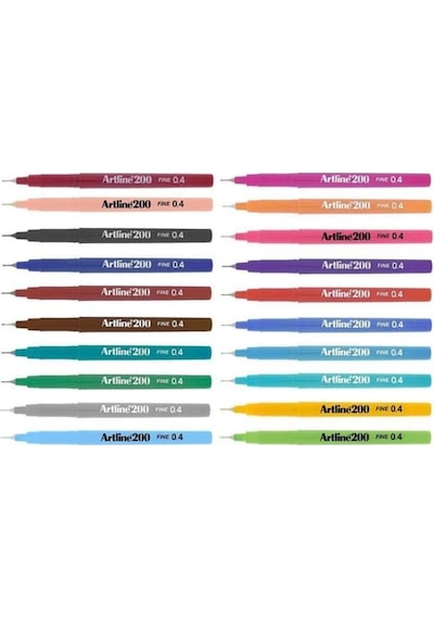 Artline 200 Fineliner 0.4 Mm İnce Uçlu Yazı Ve Çizim Kalemi 20'li Set