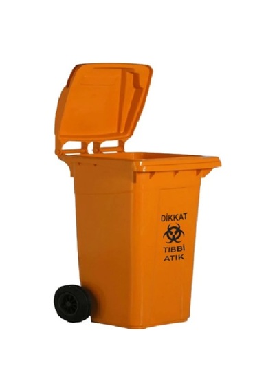 Safell Plastik Tıbbi Atık Çöp Konteyneri 240 Litre Konteyner Kırmızı N11.231