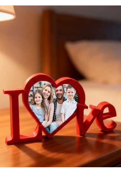 Love Yazılı 3d Fotoğraf Çerçevesi - Sevgililer Günü Hediyesi