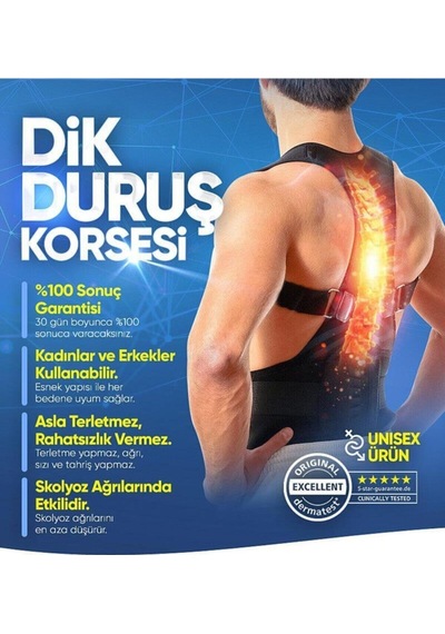 Manyetik Dik Duruş Korsesi Kamburluk Önleyici Düz Durmayı Sağlayan Bel Sırt Omuz Destek