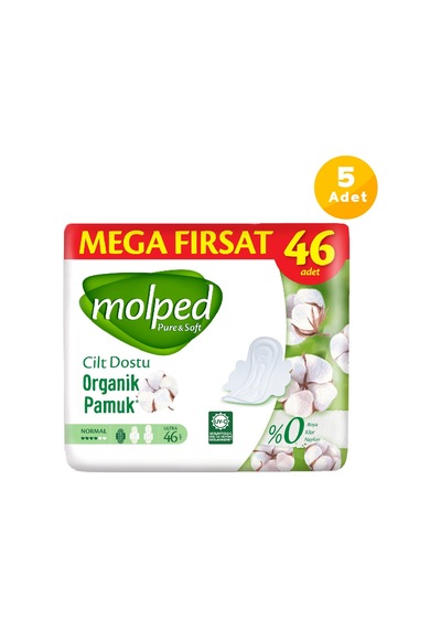 Molped Pure & Soft Mega Fırsat Hijyenik Ped Normal 5 x 46'lı