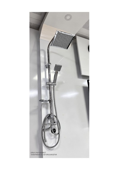 Espina Banyo Bataryası Lavabo Bataryası Dst19-3 Kare Yağmur Duş Sistemi 3'lü Krom Set