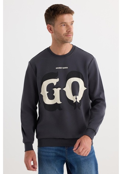 Tudors Erkek Relax Fit Rahat Kesim Pamuklu Lastikli Kol Bisiklet Yaka Baskılı Antrasit Sweatshirt-37306 Antrasit Tudors Erkek Relax Fit Rahat Kesim Pamuklu Lastikli Kol Bisiklet Yaka Baskılı Antrasit Sweatshirt-37306 Antrasit