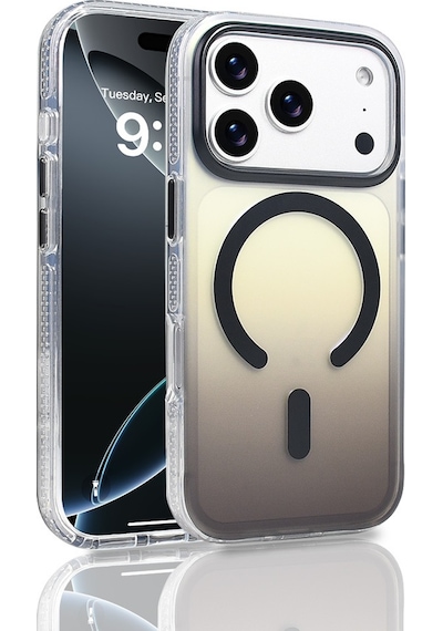 Apple Uyumlu iPhone 17 Pro Kılıf M-safe Şarj Özellikli Transparan Renk Geçişli Zore Toros Kapak Siyah