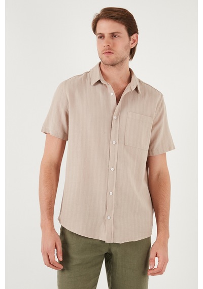 Buratti Pamuklu Regular Fit Tek Cepli Kısa Kol Erkek Gömlek Cf25S128230 Taş Buratti Pamuklu Regular Fit Tek Cepli Kısa Kol Erkek Gömlek Cf25S128230 Taş