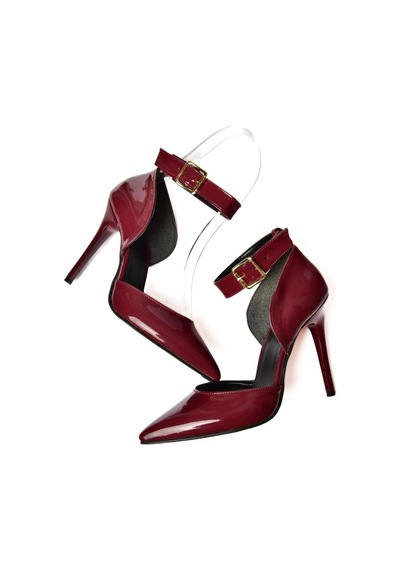 Fox Shoes K654073308 Bordo Rugan İnce Topuklu Kadın Ayakkabı Bordo