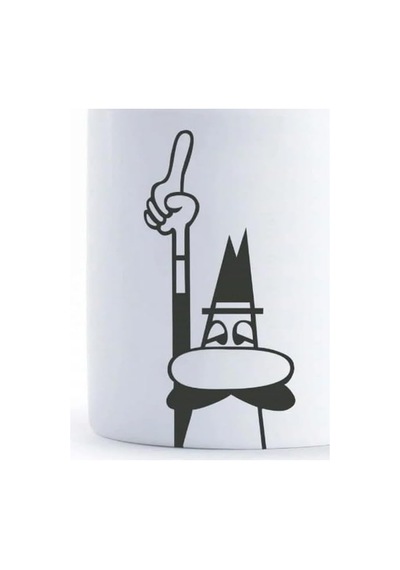 - Kupa - Mug - 250ml - İkonik Bıyıklı Adam Desenli - Porselen Açık Ahşap