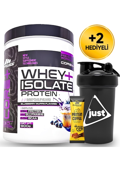 Mustang Nutrition Core+ Series Isolate Whey Protein Tozu 900 Gr 30 Servis Yaban Mersinli Kek + Shaker + Protein Kahve Hediyeli Blueberry