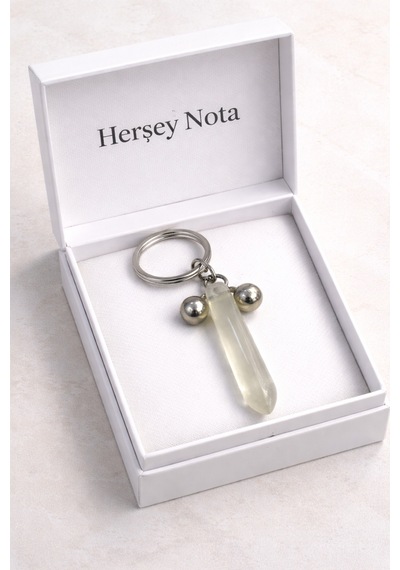 Anime Esintili Metal Renk Doğal Taş Detaylı Unisex Anahtarlık