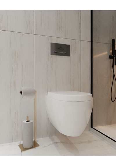 Aju Tuvalet Kağıtlığı Yedekli Gold Tasarım Ağır Döküm Ayaklı Devrilmez Banyo Tuvalet Kurulum Gerektirmez Gold
