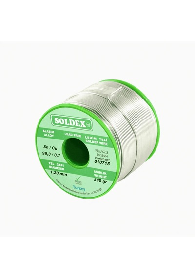 Sn: 99.3 - Cu: 0.7 - 500 Gr, 1.6 Mm - Kurşunsuz, Gümüşsüz Lehim Teli Çok Renkli