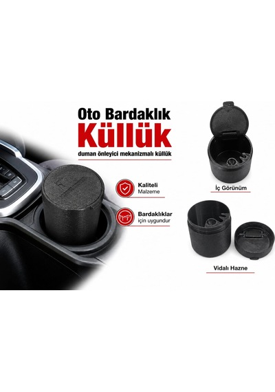 Oto Küllük , Bardaklıkta Kullanılan Küllük , 11cm Boy , Koku Önleyici Araba Küllüğü
