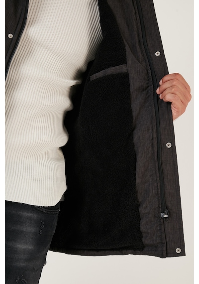Buratti Peluş Astarlı Suya Ve Rüzgara Dayanıklı Soğuk Geçirmez Slim Fit Erkek Mont 5711051 Füme