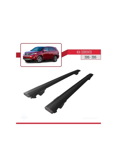 Kia Sorento 2010-2015 Arası İle Uyumlu Hook Model Anahtar Kilitli Ara Atkı Tavan Barı Siyah
