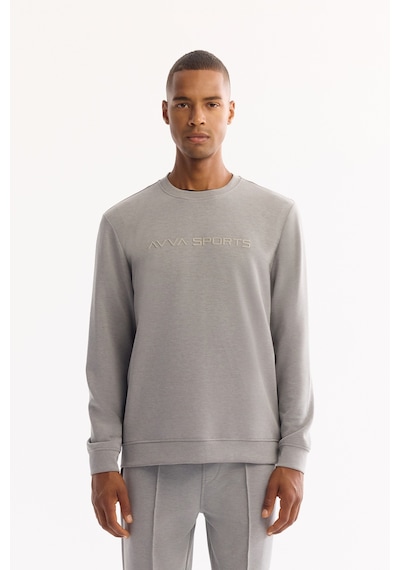 Avva Erkek Gri Bisiklet Yaka Soft Touch Baskılı Regular Fit Sweatshirt A52y1334