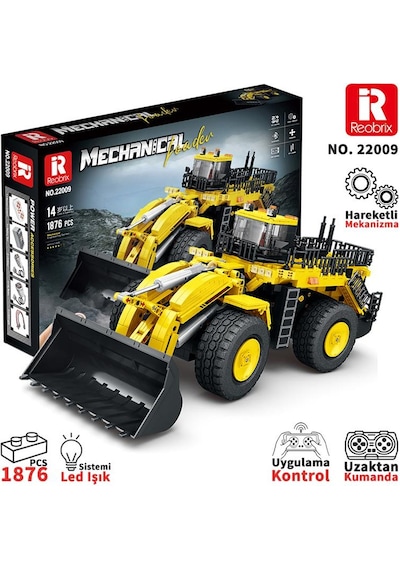 Reobrix 22009 Dozer Kamyon Kumanda&motorlu Yaratıcı Yapı Blok Seti Building Block Mechanical Loader - 1876 Parça