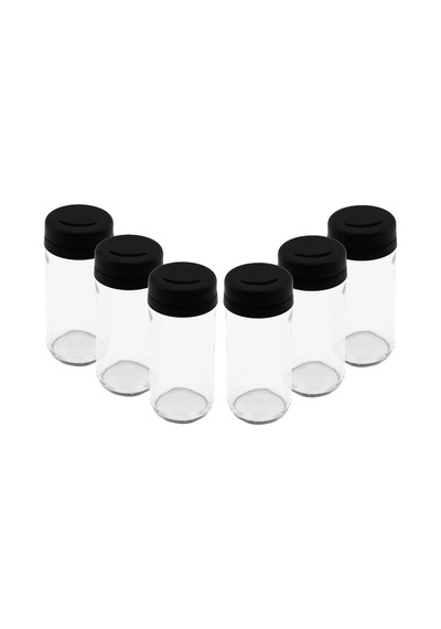 6 Pcs Cam - 225ml Baharatlık - Tuzluk Plastik Kapak 4887 Renkli